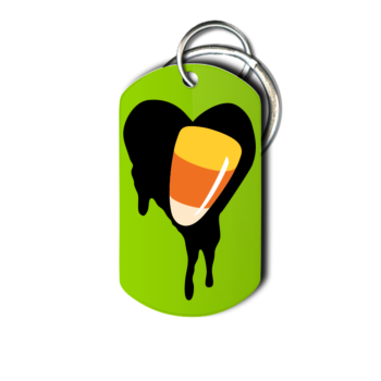 I Heart Candy Corn Halloween Key Chain Front