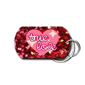 Valentine's Day Glitter Hearts True Love Key Chain - front