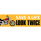 Save A Life Look Twice Vinyl Bumper Sticker