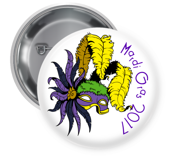 Mardi Gras Pin Backed Button