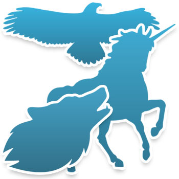 A blue unicorn representing all animal shaped decals