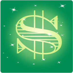 glowing dollar sign on green background